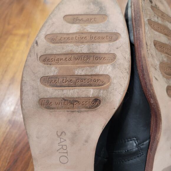 Sarto Nemi Black Leather Zip Up  Booties  Size 6.5 - Picture 8 of 14